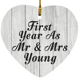 First Year As Mr & Mrs Young - Heart Ornament F