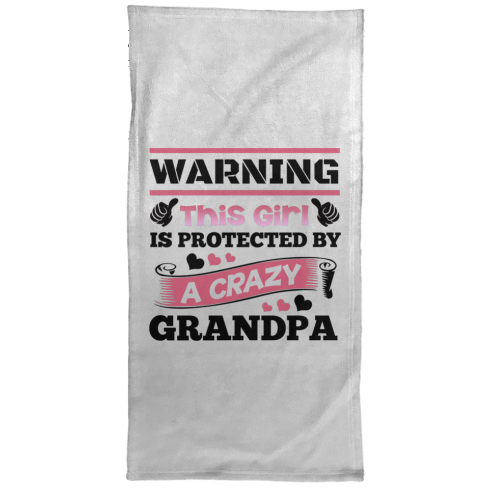 Warning This Girl Is Protected by A Crazy Grandpa - Hand Towel