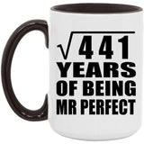 21st Anniversary Square Root of 441 Years of Mr Perfect - 15oz Accent Mug Black