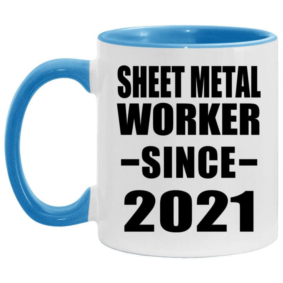 Sheet Metal Worker Since 2021 - 11oz Accent Mug Blue