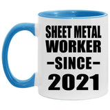 Sheet Metal Worker Since 2021 - 11oz Accent Mug Blue