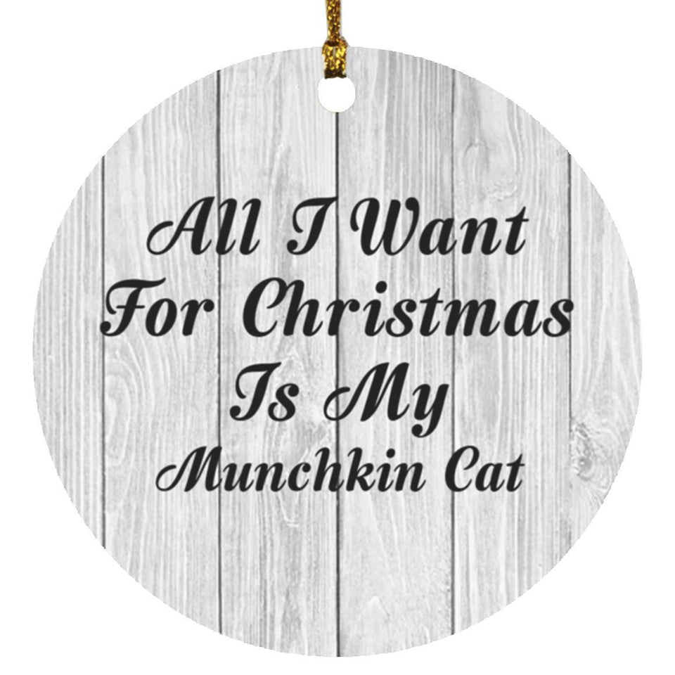 All I Want For Christmas Is My Munchkin Cat - Circle Ornament F