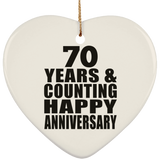 Happy 70th Anniversary 70 Years & Counting - Heart Ornament