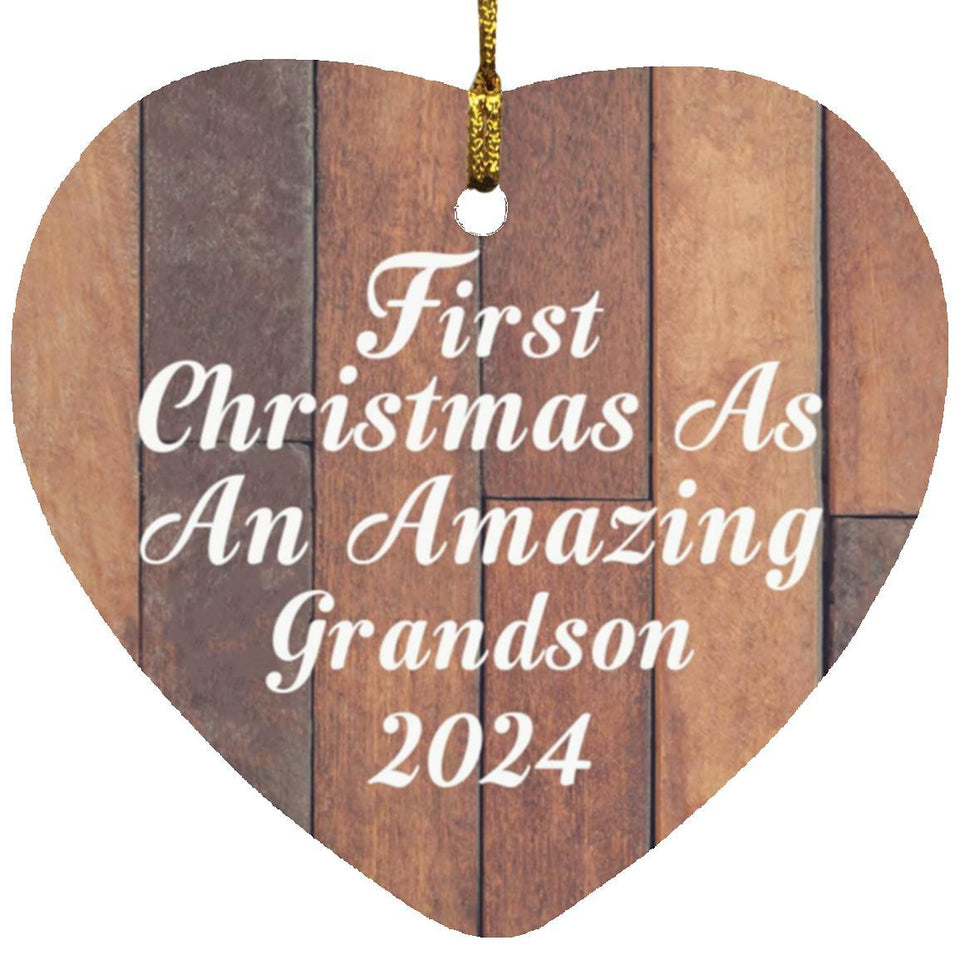 First Christmas As An Amazing Grandson 2024 - Heart Ornament E
