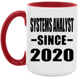 Systems Analyst Since 2020 - 15oz Accent Mug Red