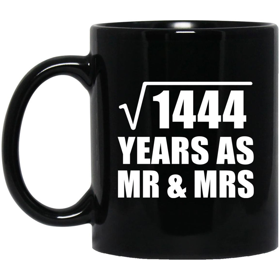 38th Anniversary Square Root of 1444 Years As Mr & Mrs - 11oz Coffee Mug Black