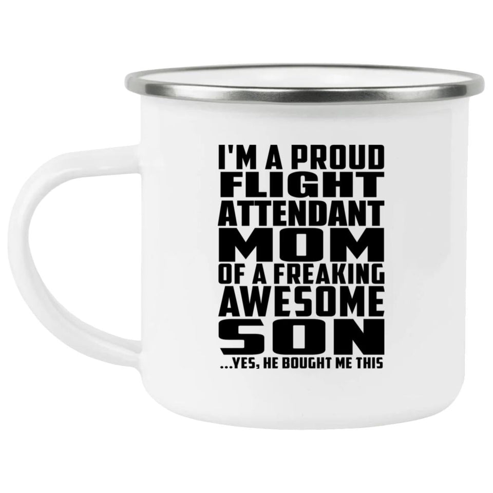 Proud Flight Attendant Mom Of Awesome Son - 12oz Camping Mug