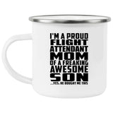 Proud Flight Attendant Mom Of Awesome Son - 12oz Camping Mug