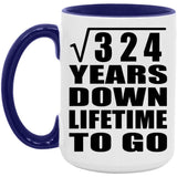 18th Anniversary Square Root of 324 Years Lifetime To Go - 15oz Accent Mug Purple