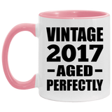 7th Birthday Vintage 2017 Aged Perfectly - 11oz Accent Mug Pink