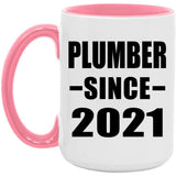 Plumber Since 2021 - 15oz Accent Mug Pink