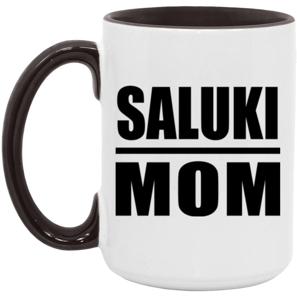 Saluki Mom - 15oz Accent Mug Black