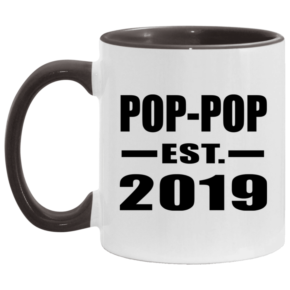 Pop-Pop Established EST. 2019 - 11oz Accent Mug Black