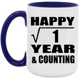 Happy 1st Anniversary Square Root of 1 Year & Counting - 15oz Accent Mug Purple
