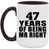 47th Anniversary 47 Years Of Being Mr Right - 15oz Accent Mug Black