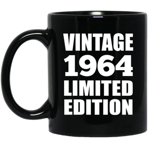60th Birthday Vintage 1964 Limited Edition - 11oz Coffee Mug Black
