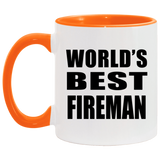 World's Best Fireman - 11oz Accent Mug Orange