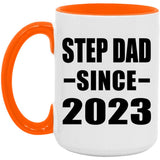 Step Dad Since 2023 - 15oz Accent Mug Orange