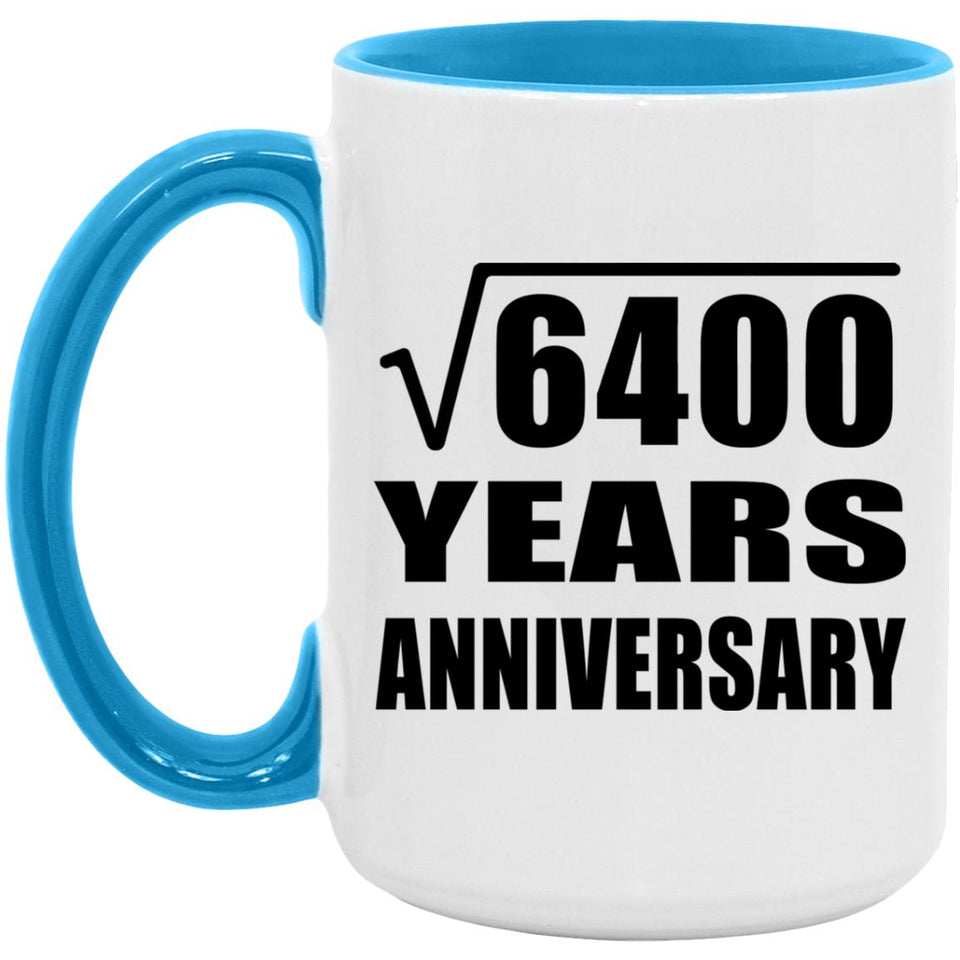 80th Anniversary Square Root of 6400 Years Anniversary - 15oz Accent Mug Blue