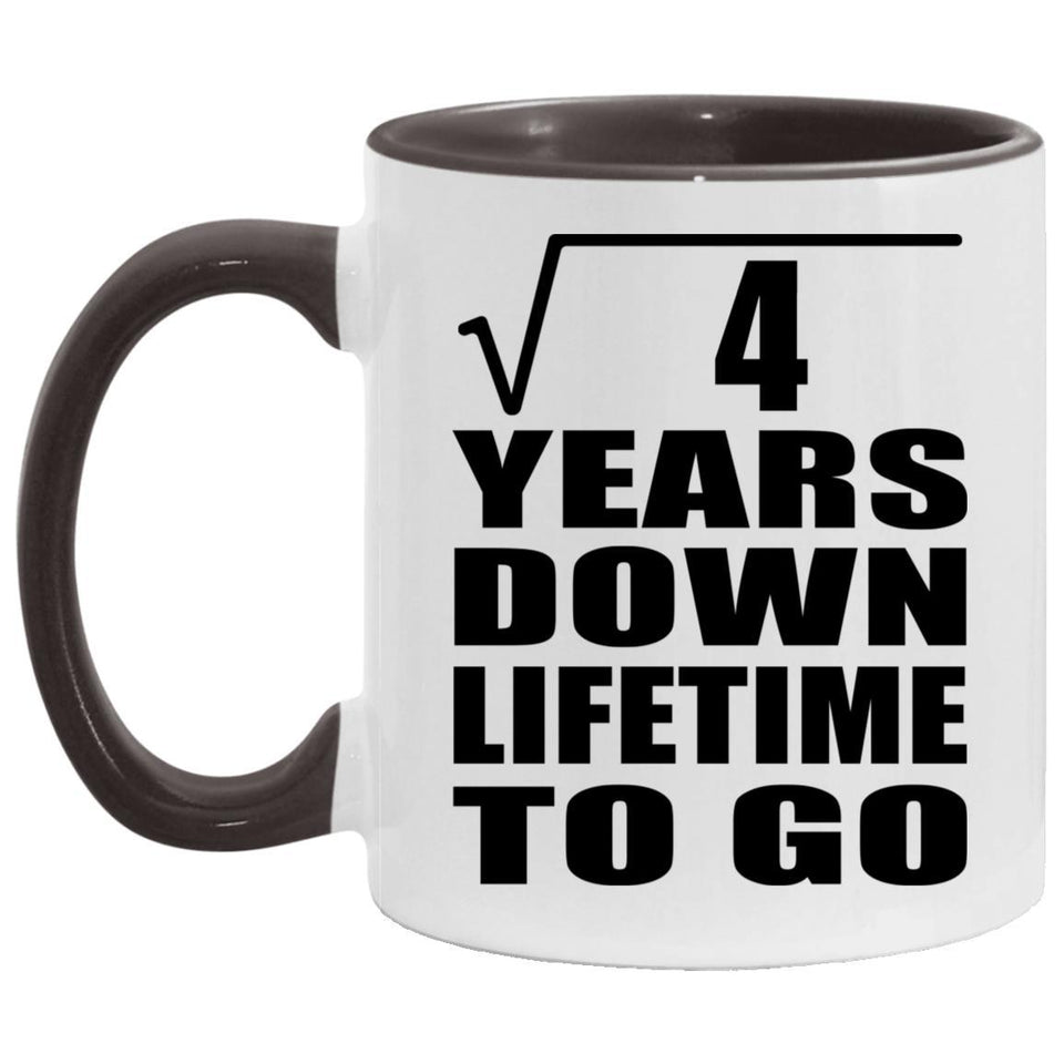 2nd Anniversary Square Root of 4 Years Lifetime To Go - 11oz Accent Mug Black