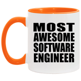 Most Awesome Software Engineer - 11oz Accent Mug Orange