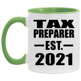 Tax Preparer Established EST. 2021 - 11oz Accent Mug Green