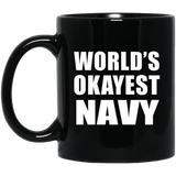 World's Okayest Navy - 11 Oz Coffee Mug Black