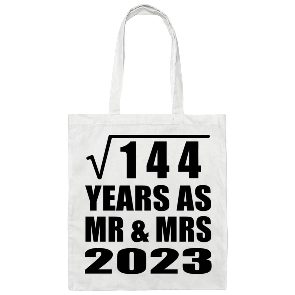 12th Anniversary Square Root of 144 Years As Mr & Mrs 2023 - Tote Bag White
