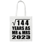 12th Anniversary Square Root of 144 Years As Mr & Mrs 2023 - Tote Bag White