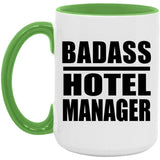 Badass Hotel Manager - 15oz Accent Mug Green