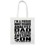 Proud Market Research Analyst Dad Of Awesome Son - Tote Bag White