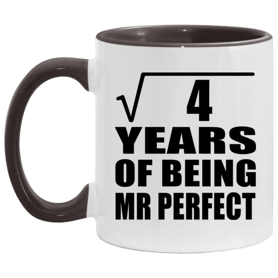 2nd Anniversary Square Root of 4 Years of Mr Perfect - 11oz Accent Mug Black