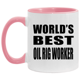 World's Best Oil Rig Worker - 11oz Accent Mug Pink