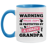 Warning This Girl Is Protected by A Crazy Grandpa - 11oz Accent Mug Blue