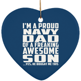 Proud Navy Dad Of Awesome Son - Heart Ornament
