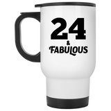 24th Birthday 24 & Fabulous - White Travel Mug