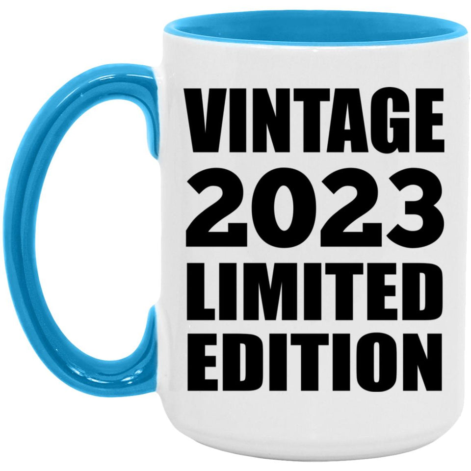 1st Birthday Vintage 2023 Limited Edition - 15oz Accent Mug Blue
