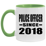 Police Officer Since 2018 - 11oz Accent Mug Green