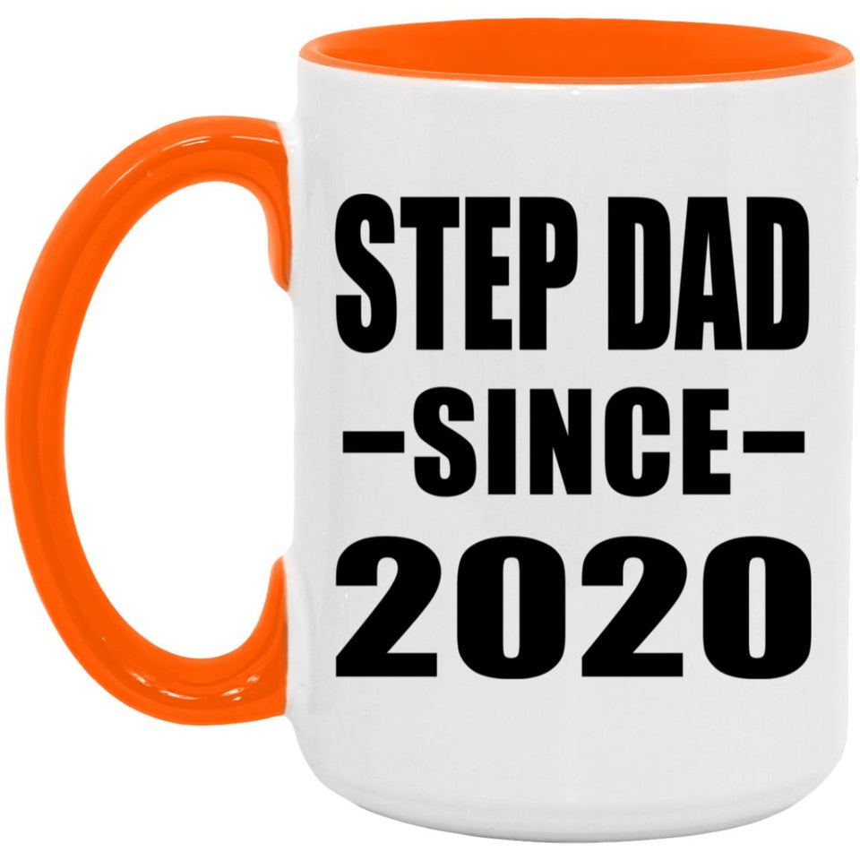 Step Dad Since 2020 - 15oz Accent Mug Orange