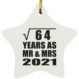 8th Anniversary Square Root of 64 Years As Mr & Mrs 2021 - Star Ornament