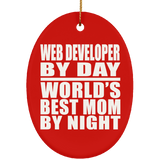 Web Developer By Day World's Best Mom By Night - Oval Ornament