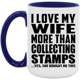 I Love My Wife More Than Collecting Stamps - 15oz Accent Mug Purple