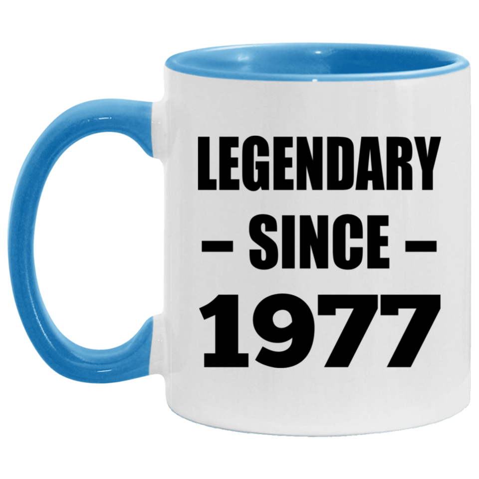 47th Birthday Legendary Since 1977 - 11oz Accent Mug Blue