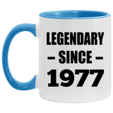 47th Birthday Legendary Since 1977 - 11oz Accent Mug Blue