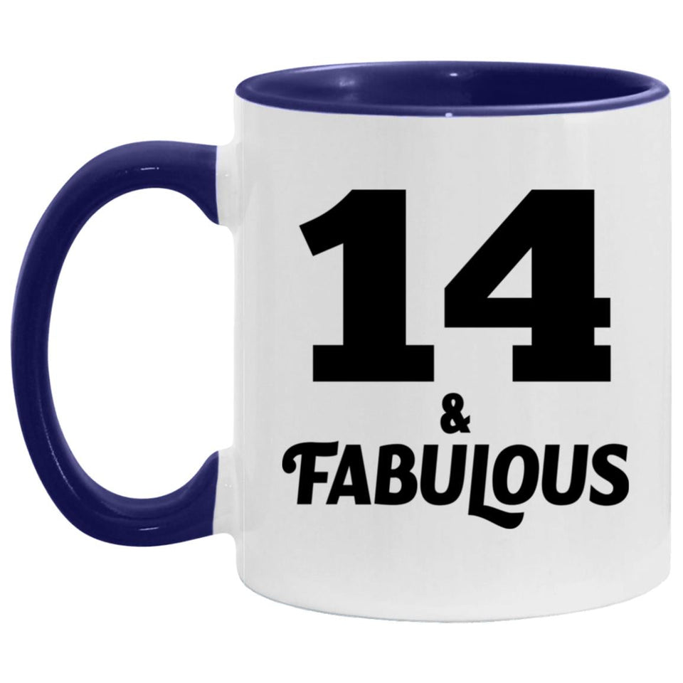 14th Birthday 14 & Fabulous - 11oz Accent Mug Purple