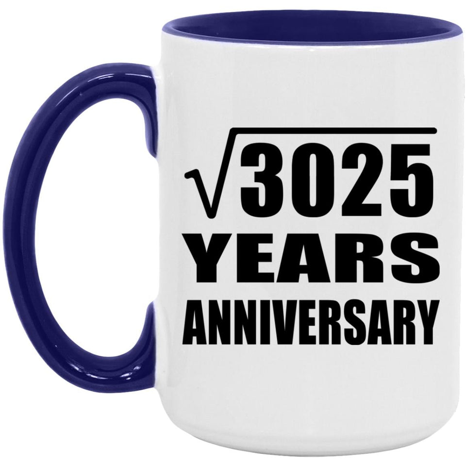 55th Anniversary Square Root of 3025 Years Anniversary - 15oz Accent Mug Purple