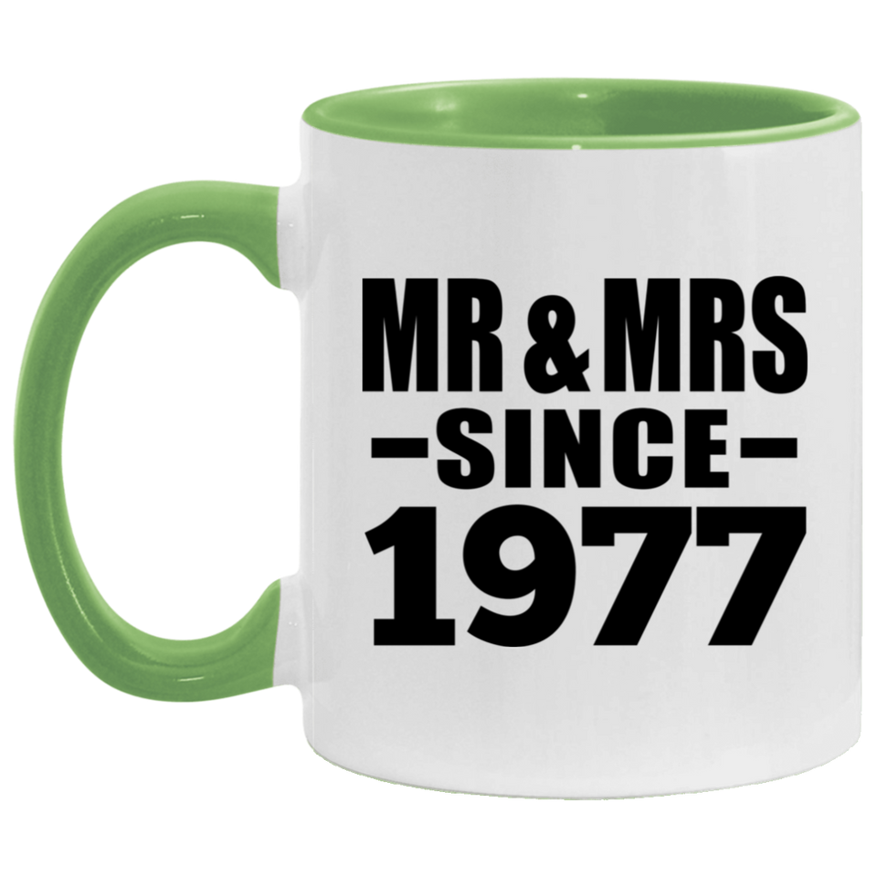 47th Anniversary Mr & Mrs Since 1977 - 11oz Accent Mug Green