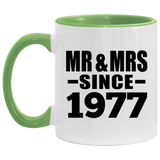 47th Anniversary Mr & Mrs Since 1977 - 11oz Accent Mug Green