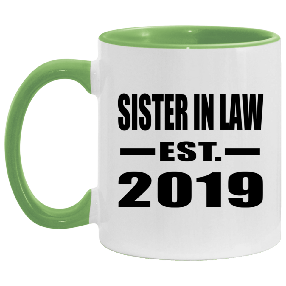 Sister In Law Established EST. 2019 - 11oz Accent Mug Green