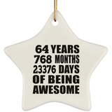 64th Birthday 64 Years 768 Months 23376 Days Of Awesome - Star Ornament